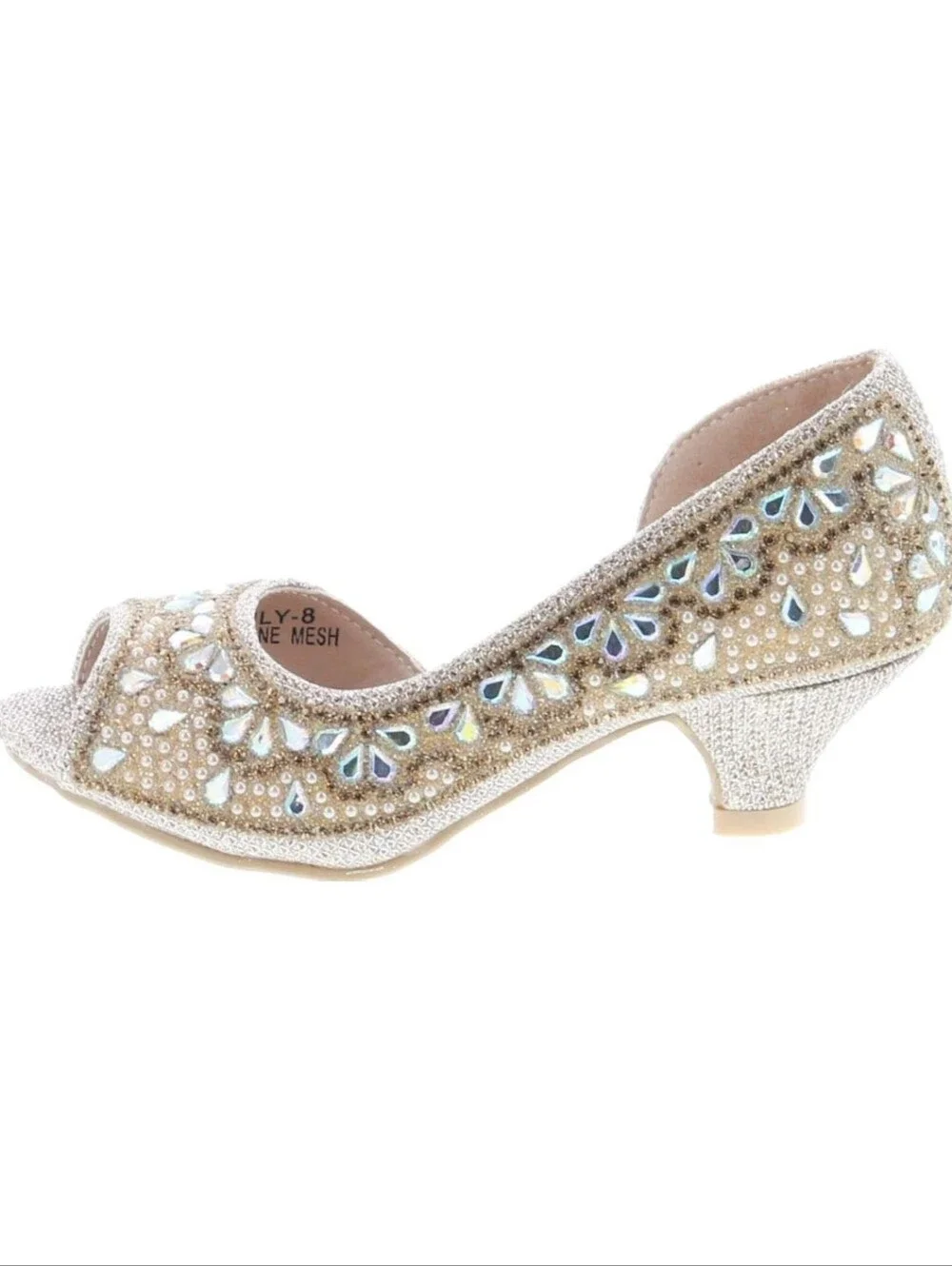 Bella Marie Truly Kids Rhinestones Slip On Girls Kitten Heels Sandals Dress Shoe